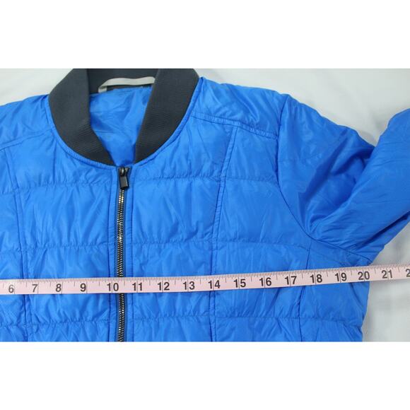 Athleta Quilted Bomber Jacket Women’s Blue Zip Rib Trim Lightweight - Picture 6 of 7